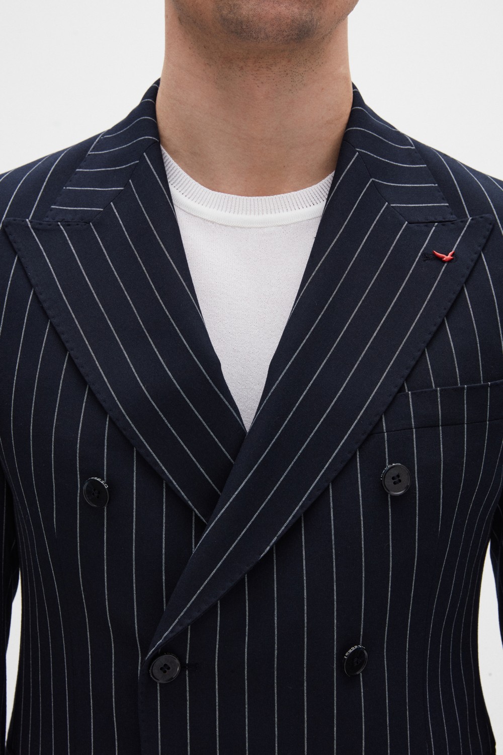 D'S Damat Ds Damat Regular Fit Lacivert Çizgili Kruvaze Takim Elbise 4HF05ORT01588 görsel 5