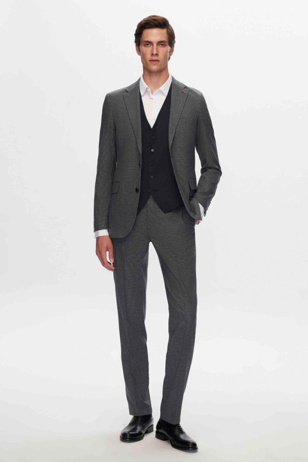 D'S Damat Ds Damat Slim Fit Lacivert Mono Yaka Viskonlu Takim Elbise Kombinli görsel 2