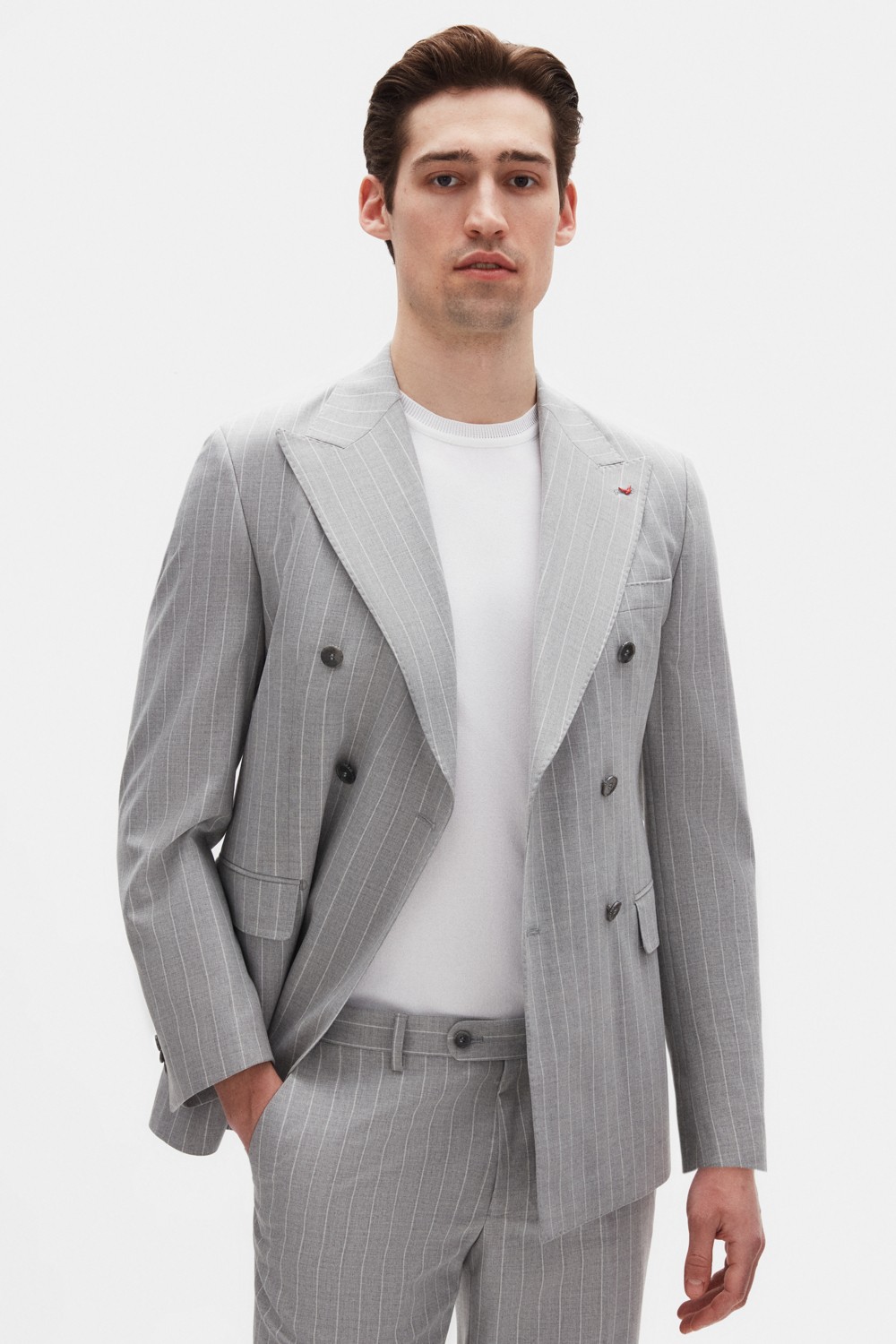 D'S Damat Ds Damat Regular Fit Lacivert Çizgili Kruvaze Takim Elbise 4HF05ORT01588