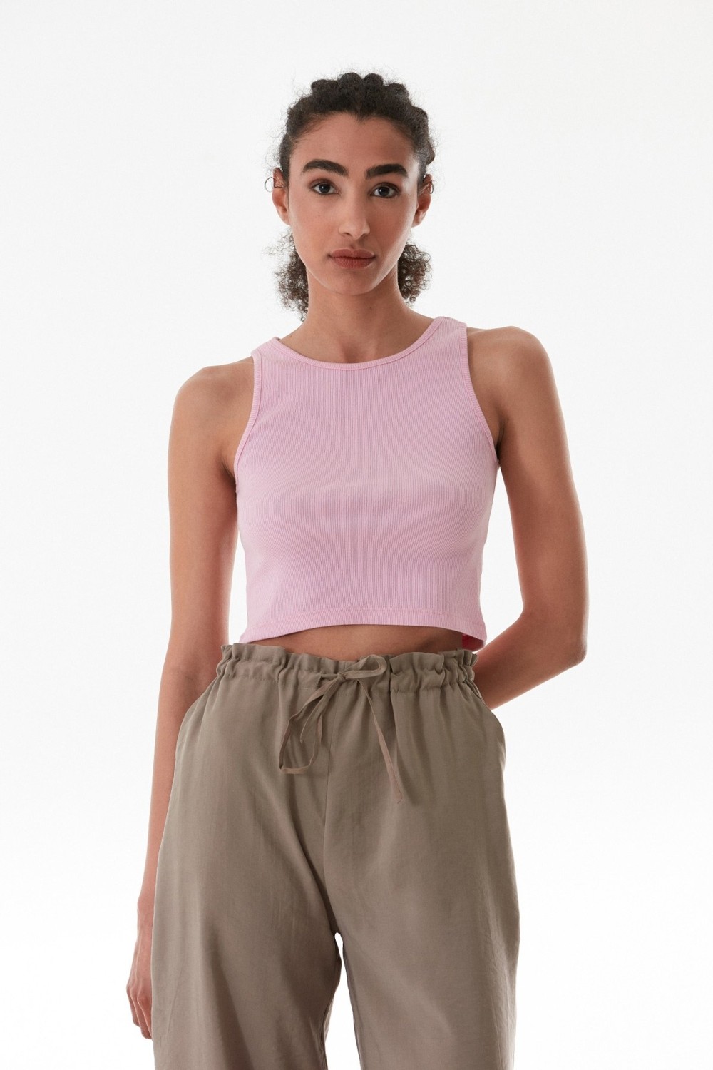 FullaModa Basic Fitilli Halter Yaka Modal Body görsel 6