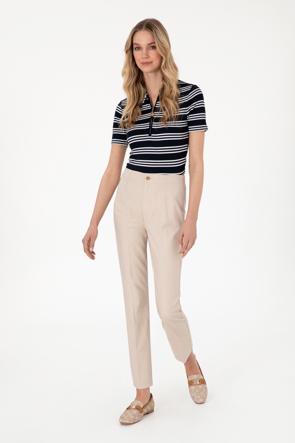 U.S. Polo Assn. Kadın Taş Slim Flare Cropped Fit Kanvas Pantolon 50301156-VR049