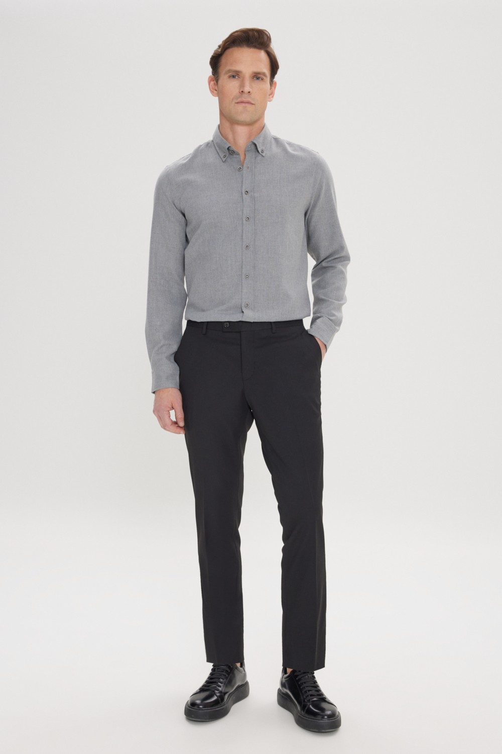 Altınyıldız Classics Erkek Siyah Slim Fit Dar Kesim Esnek Klasik Pantolon