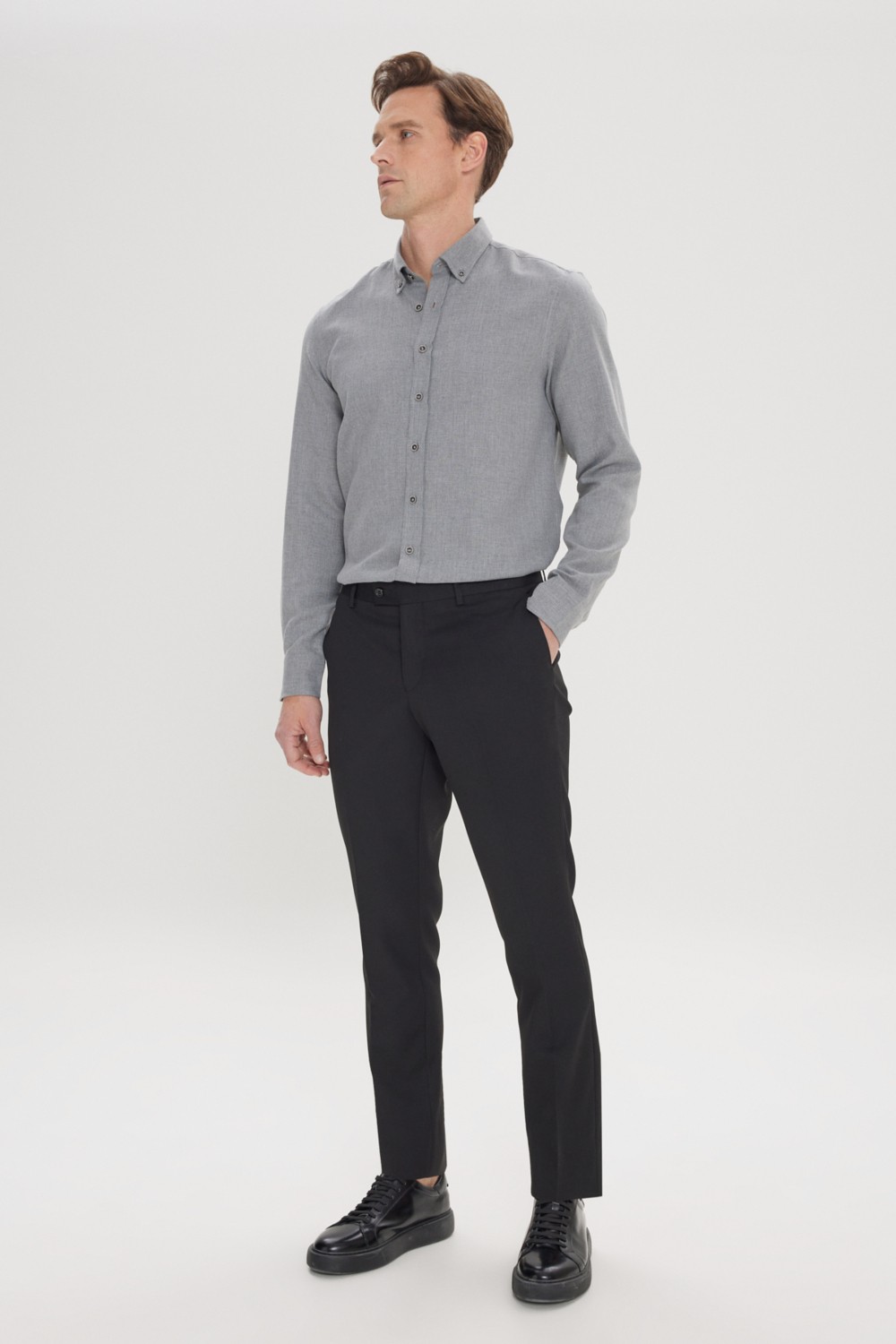 Altınyıldız Classics Erkek Siyah Slim Fit Dar Kesim Esnek Klasik Pantolon görsel 3