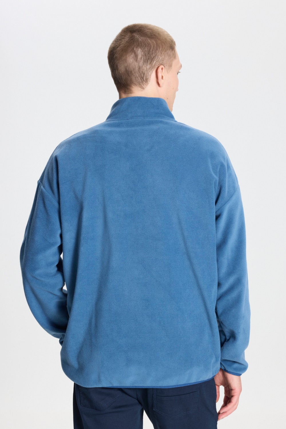 Altınyıldız Classics Erkek Gri Melanj Oversize Bol Kesim Dik Bato Yaka Cep Detaylı Fermuarlı Isı Tutan Polar Sweatshirt görsel 5
