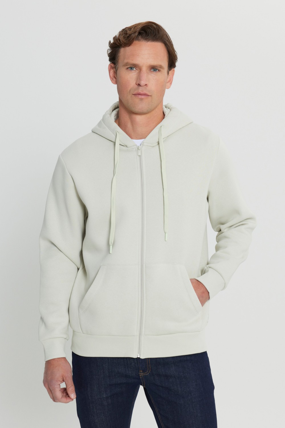 Altınyıldız Classics Erkek Antrasit-melanj Standart Fit Normal Kesim Kapüşonlu Fermuarlı Sweatshirt Ceket