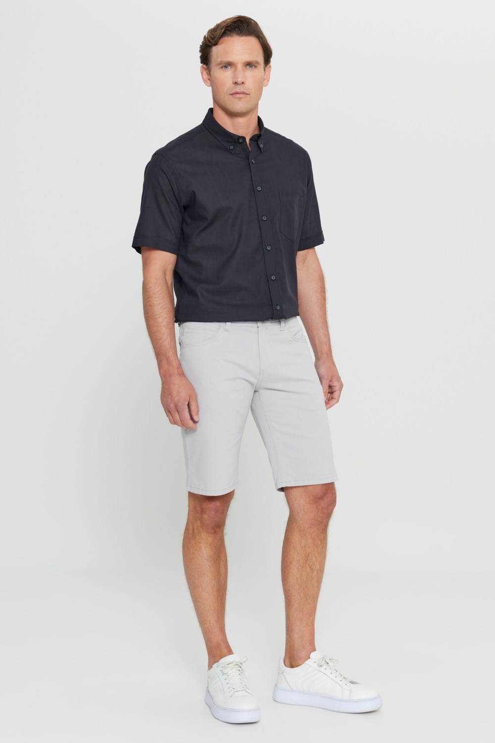 Altınyıldız Classics Erkek Taş Slim Fit Dar Kesim Armürlü %100 Pamuk Casual Chino Şort görsel 4