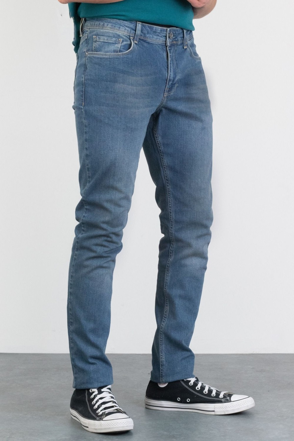 Hlt Jeans Erkek Açık Mavi Taşlamalı Slim Fit Denim Jeans Kot Pantolon Hlthe001943a