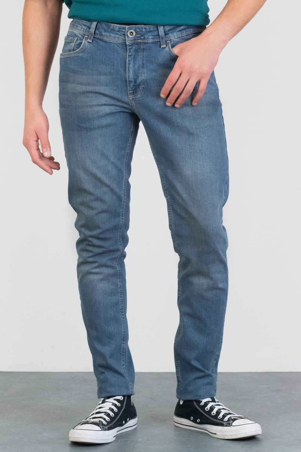 Hlt Jeans Erkek Açık Mavi Taşlamalı Slim Fit Denim Jeans Kot Pantolon Hlthe001943a görsel 5