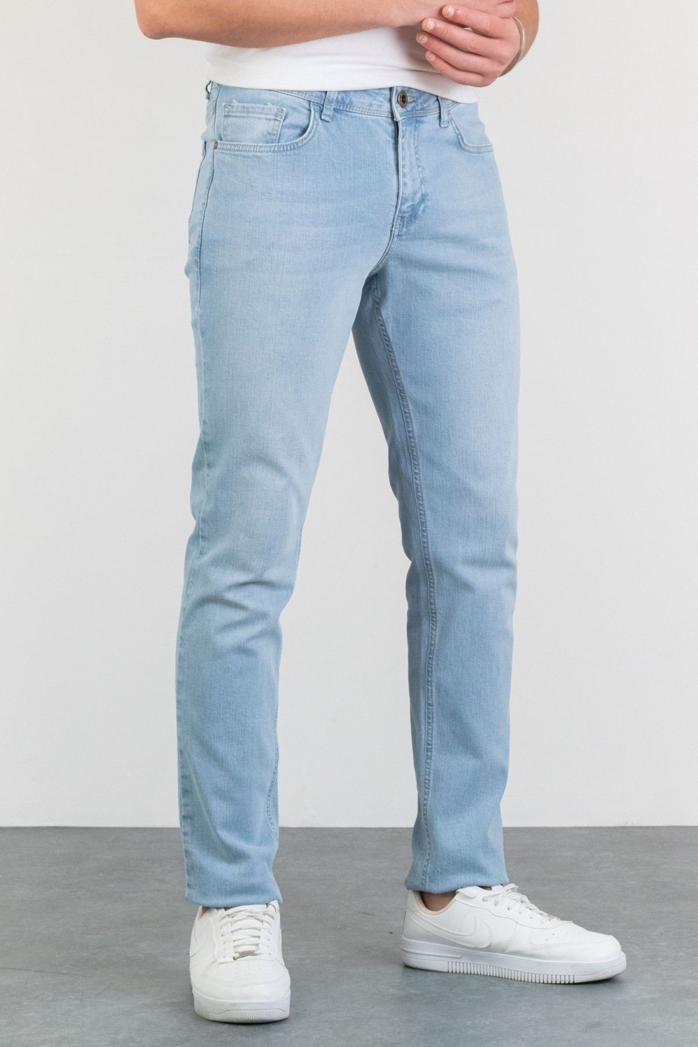 Hlt Jeans Erkek Açık Mavi Taşlamalı Slim Fit Likralı Kot Jean Pantolon HLTHE001956-A görsel 2