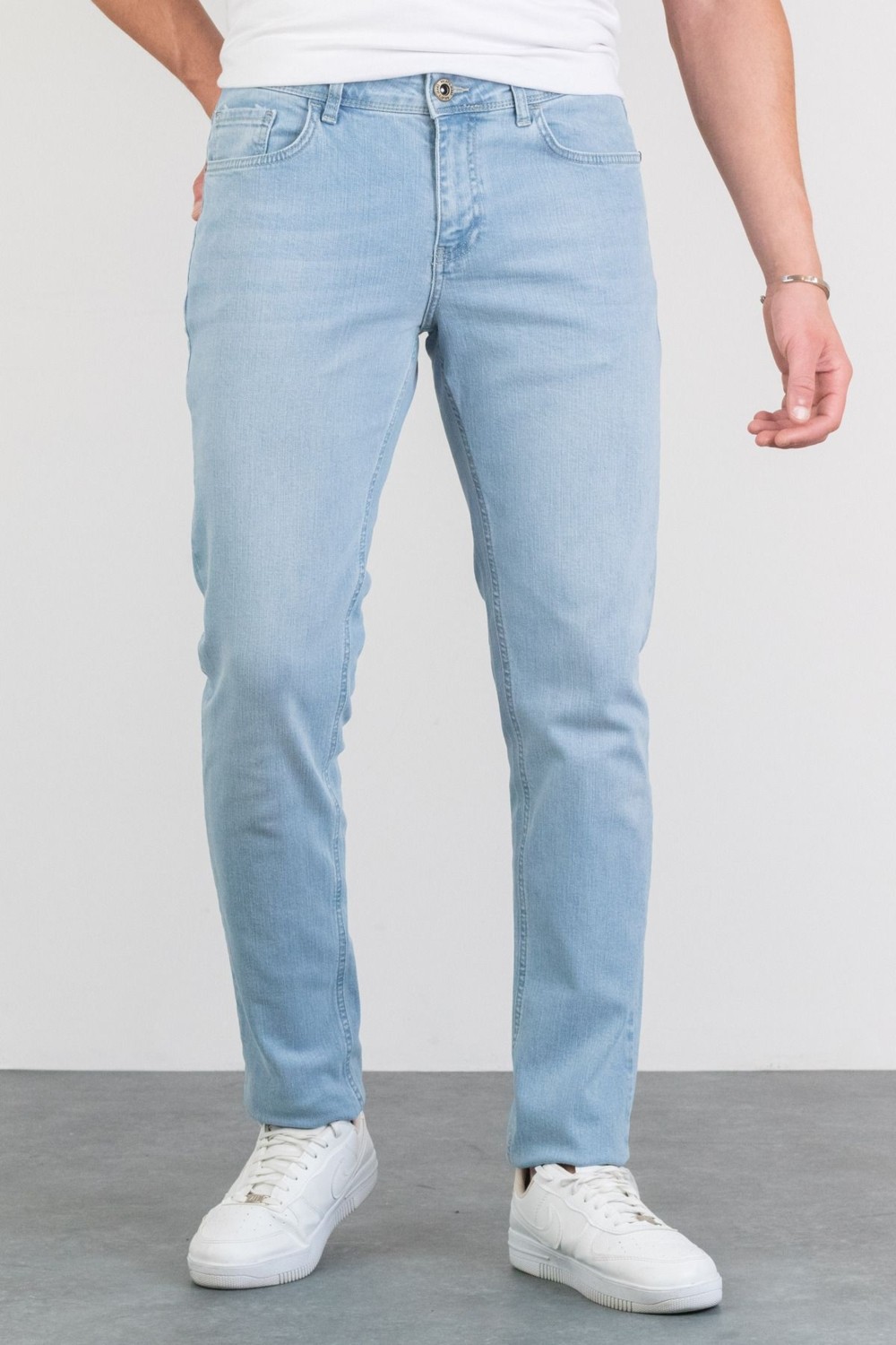 Hlt Jeans Erkek Açık Mavi Taşlamalı Slim Fit Likralı Kot Jean Pantolon HLTHE001956-A görsel 4