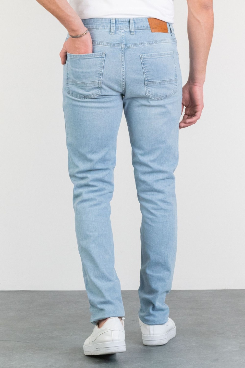 Hlt Jeans Erkek Açık Mavi Taşlamalı Slim Fit Likralı Kot Jean Pantolon HLTHE001956-A görsel 5