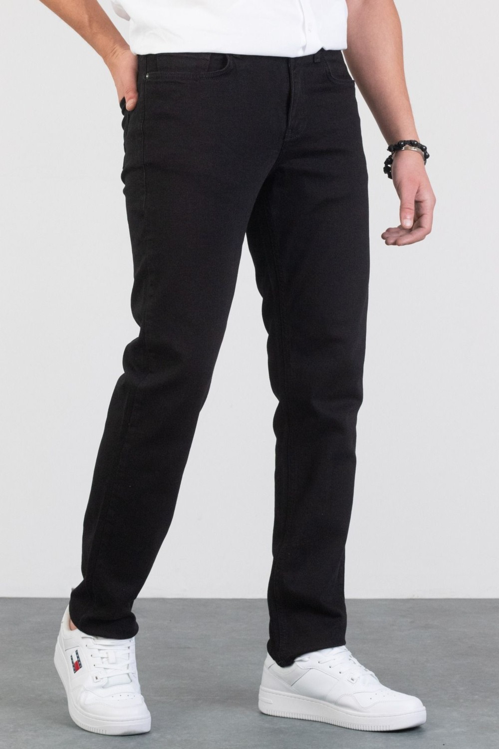 Hlt Jeans Erkek Siyah Regular Boru Paça Esnek Likralı Denim Jeans Kot Pantolon HLTHE001973 - SİYAH