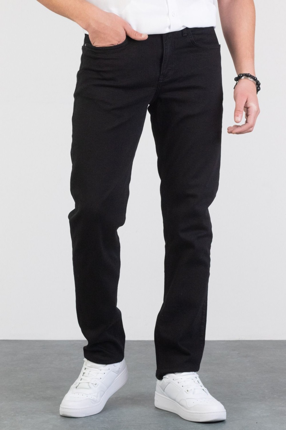 Hlt Jeans Erkek Siyah Regular Boru Paça Esnek Likralı Denim Jeans Kot Pantolon HLTHE001973 - SİYAH görsel 3