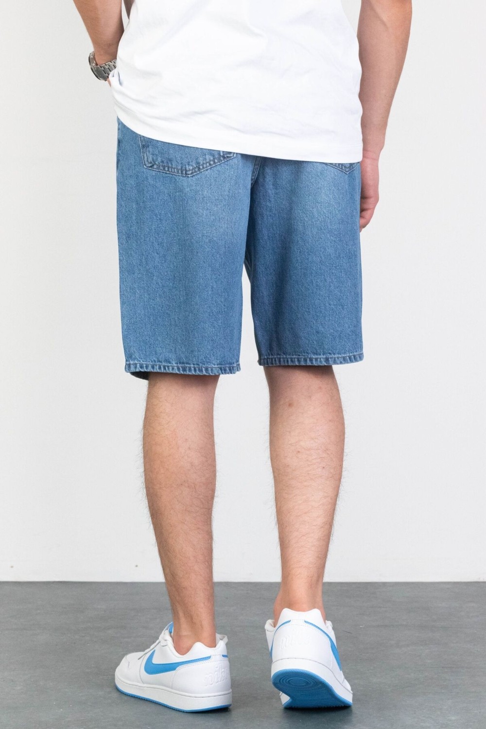 Hlt Jeans Erkek Açık Mavi Baggy Fit Rahat Kesim %100 Pamuk Denim Loose Jeans Kot Şort ARTHUR-AÇMAVİ görsel 4