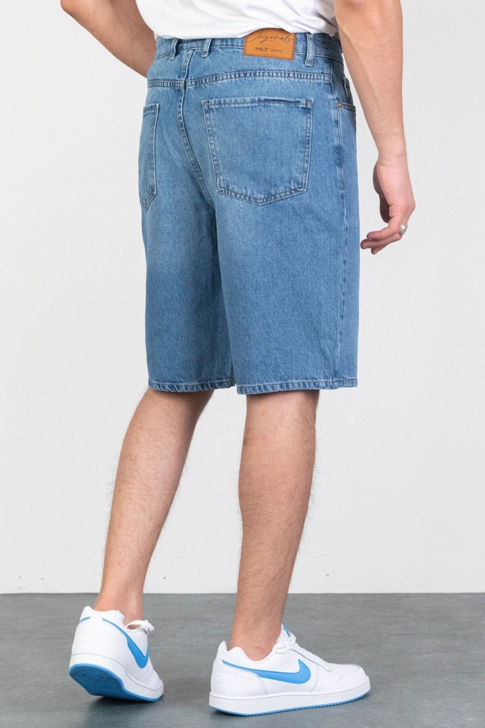 Hlt Jeans Erkek Açık Mavi Baggy Fit Rahat Kesim %100 Pamuk Denim Loose Jeans Kot Şort ARTHUR-AÇMAVİ görsel 6