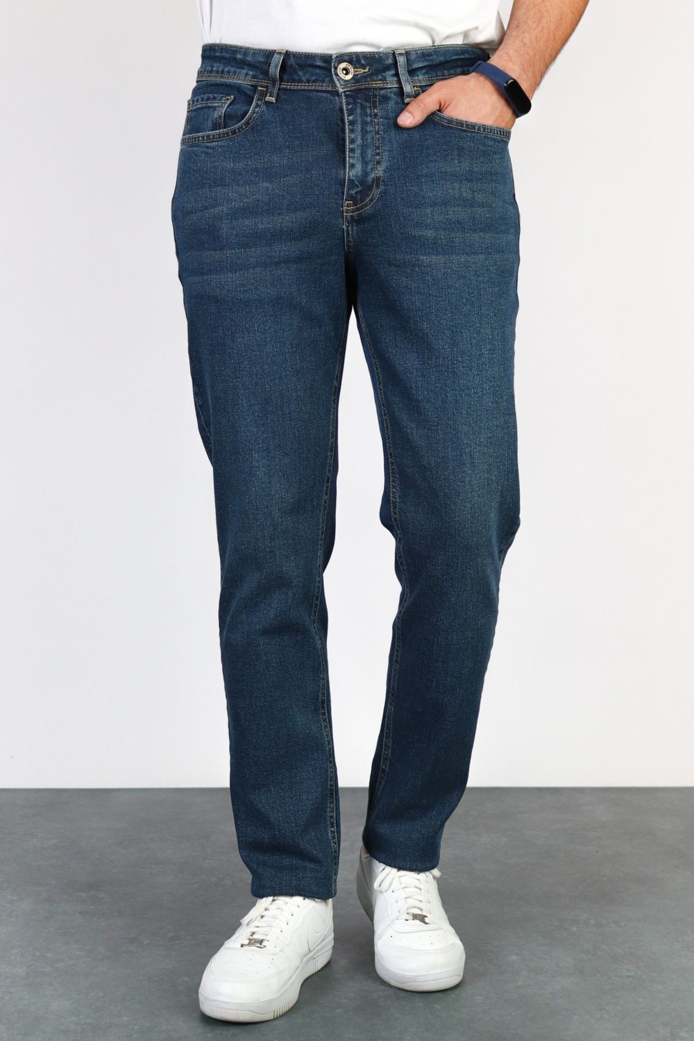 Hlt Jeans Erkek Okyanus Mavisi Regular Fit Boru Paça Esnek Likralı Denim Jeans Kot Pantolon HLTHE001976 görsel 4