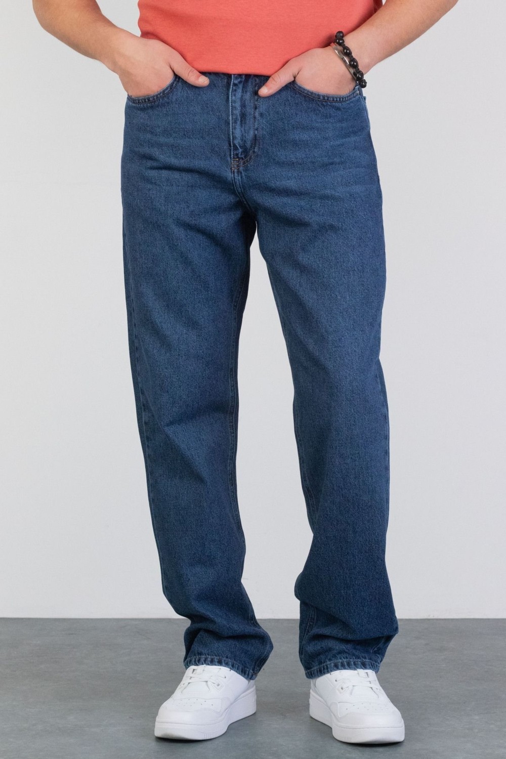 Hlt Jeans Erkek Mavi Baggy Fit Bol Kesim %100 Pamuk Denim Loose Jeans Kot Pantolon Leo görsel 2