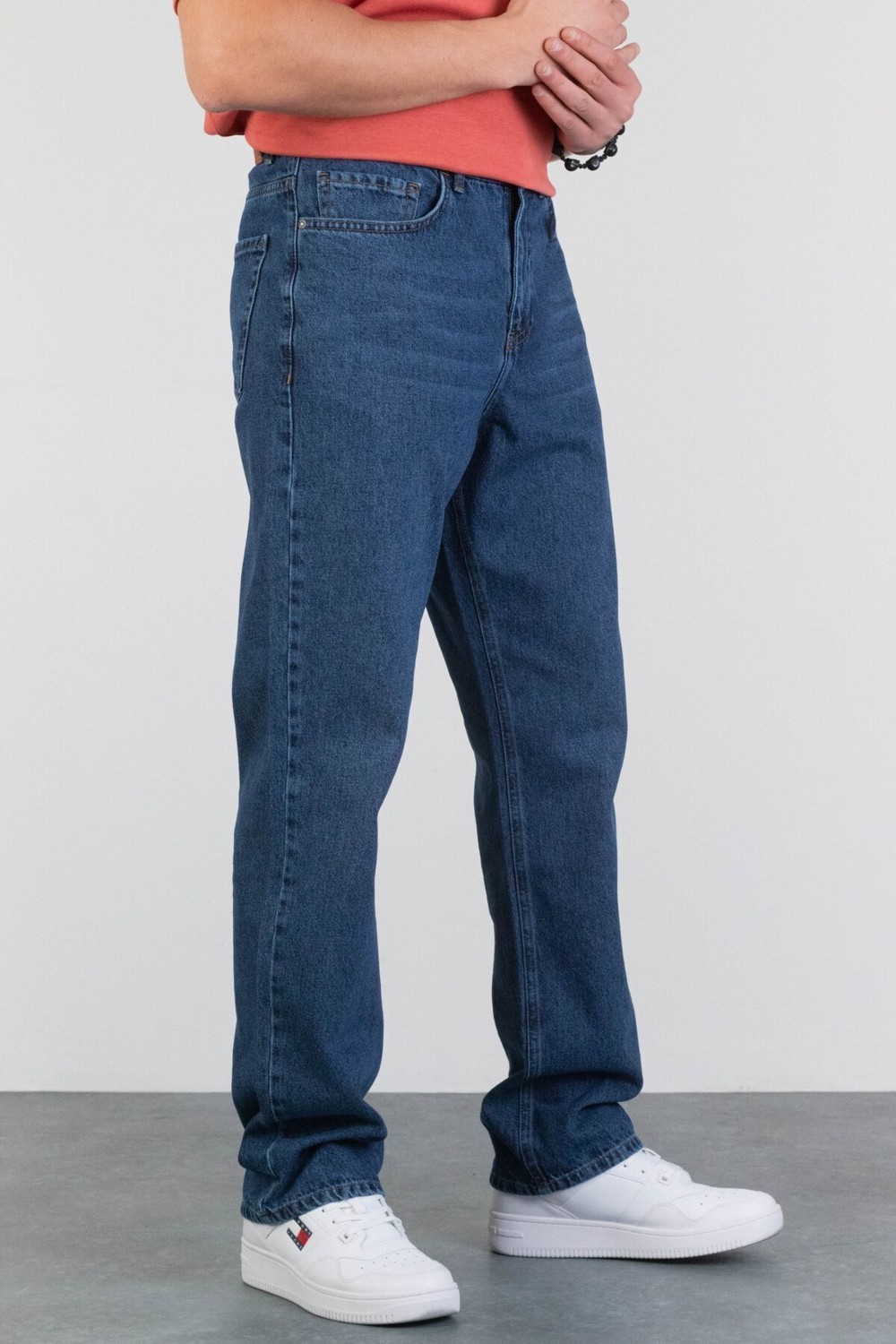 Hlt Jeans Erkek Mavi Baggy Fit Bol Kesim %100 Pamuk Denim Loose Jeans Kot Pantolon Leo görsel 3