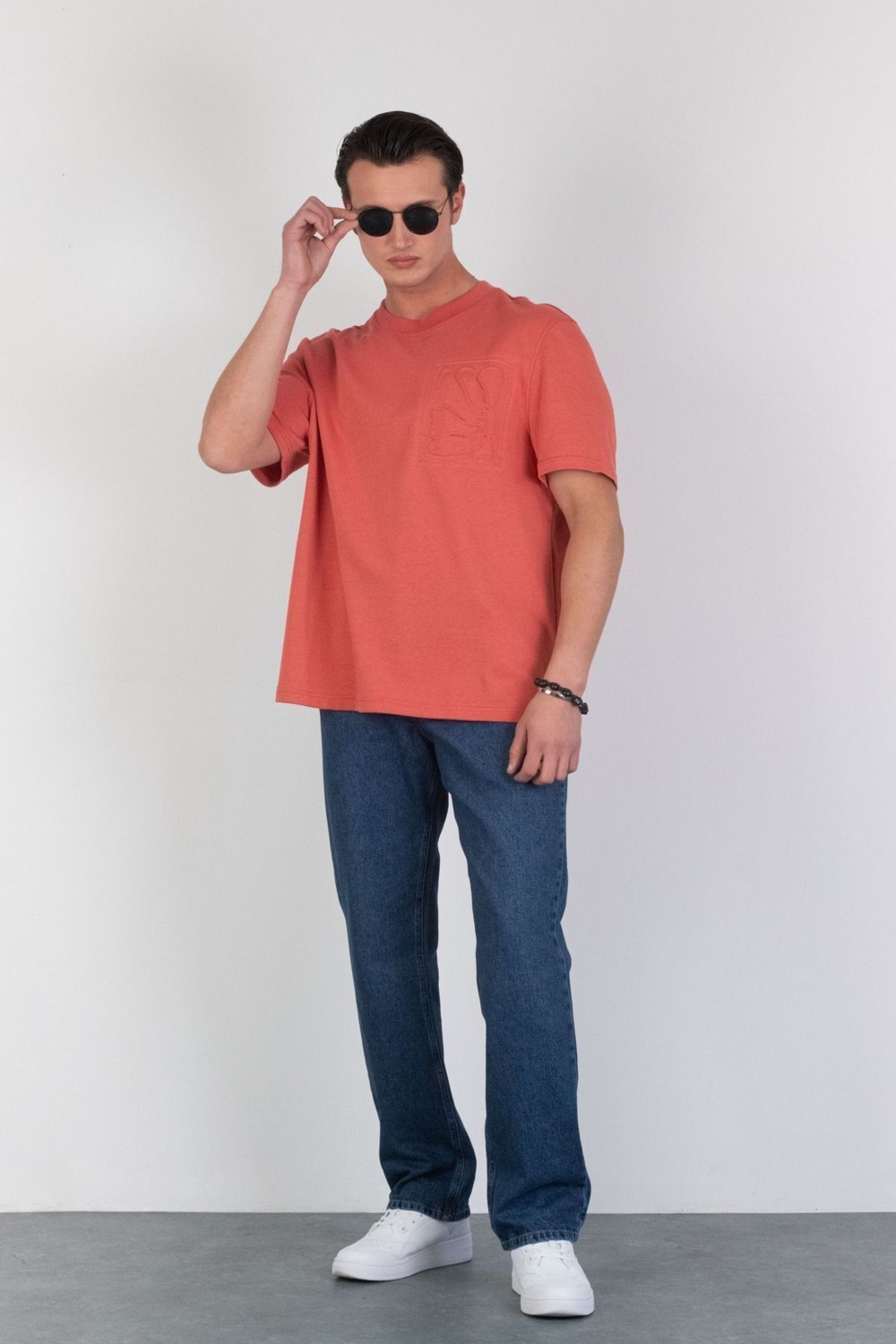 Hlt Jeans Erkek Mavi Baggy Fit Bol Kesim %100 Pamuk Denim Loose Jeans Kot Pantolon Leo görsel 4