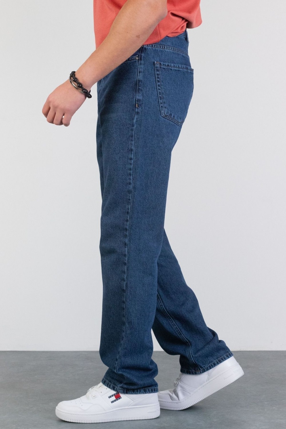 Hlt Jeans Erkek Mavi Baggy Fit Bol Kesim %100 Pamuk Denim Loose Jeans Kot Pantolon Leo görsel 5