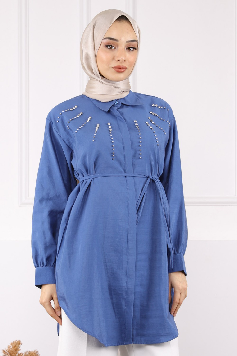 İmaj Butik Bordo Önü Taşlı Modal Tunik görsel 7