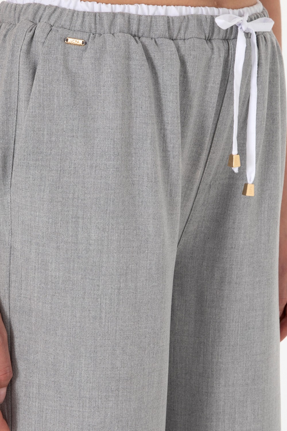 U.S. Polo Assn. Kadın Siyah Bel Detaylı Loose Fit Kanvas Pantolon 50309118-VR046 görsel 5