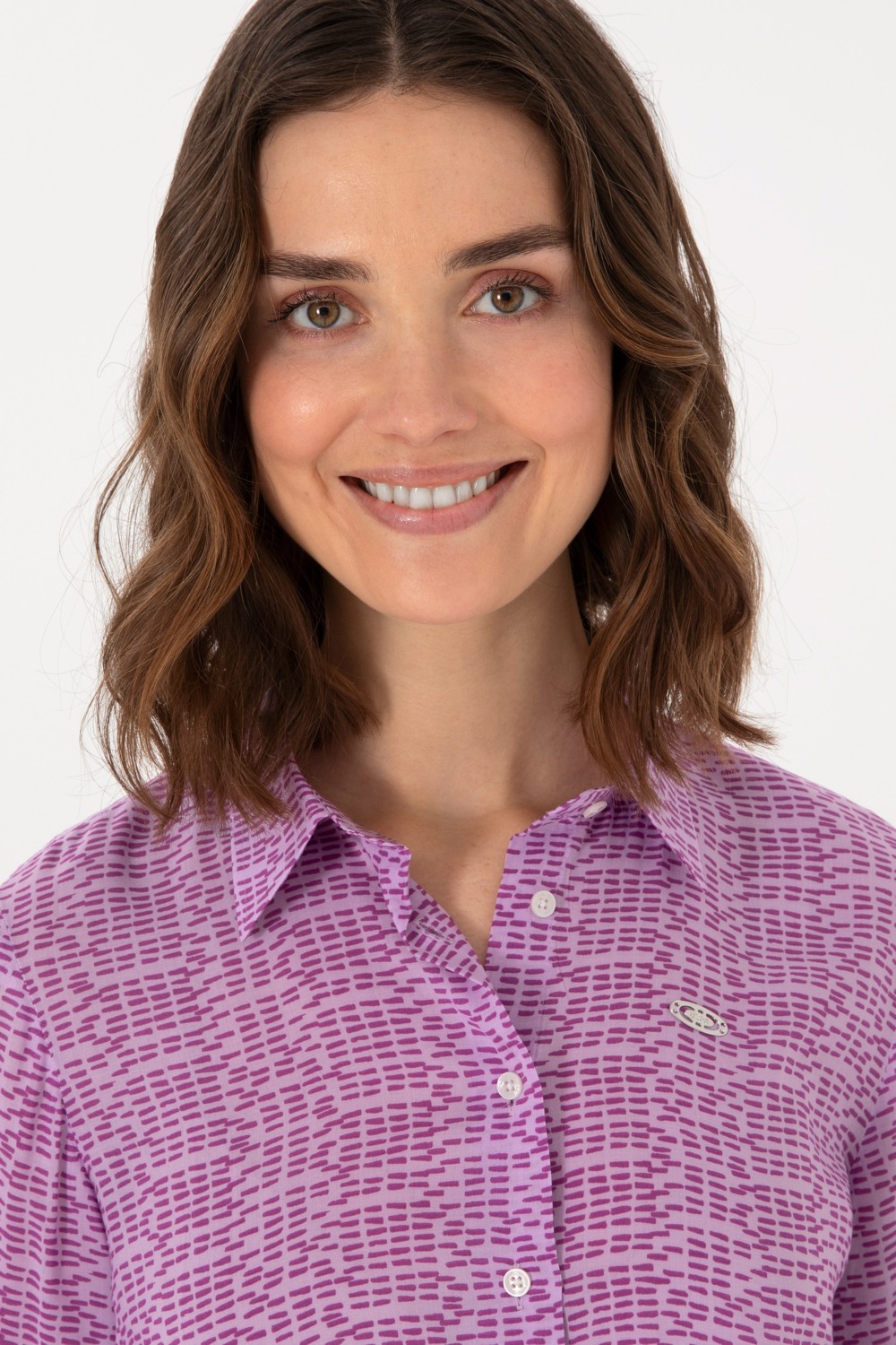 U.S. Polo Assn. Kadın Mor Uzun Kollu Gömlek 50306433-VR038 görsel 2