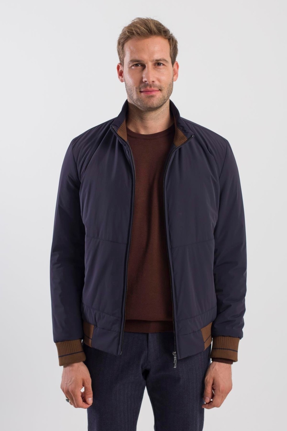 Jakamen Lacivert Comfort Fit Dik Yaka Mont