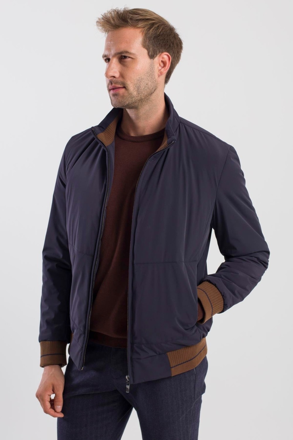 Jakamen Lacivert Comfort Fit Dik Yaka Mont görsel 3