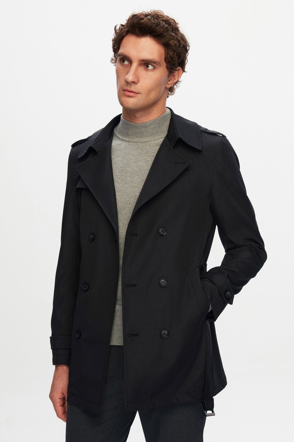 D'S Damat Ds Damat Regular Fit Koyu Bej Apoletli Beli Kemerli Pardösü/trenckot 1HF08ORT00013