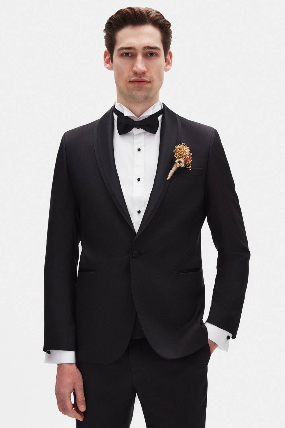 TWN Slim Fit Siyah Armürlü Smokin Takim Elbise 4ESS5VT01526M