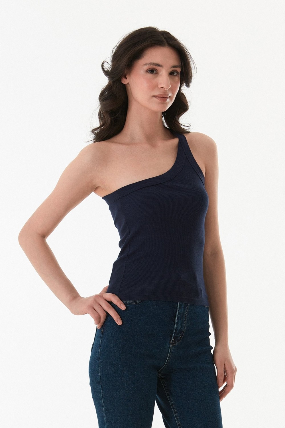 FullaModa Basic Fitilli Tek Kol Modal Body