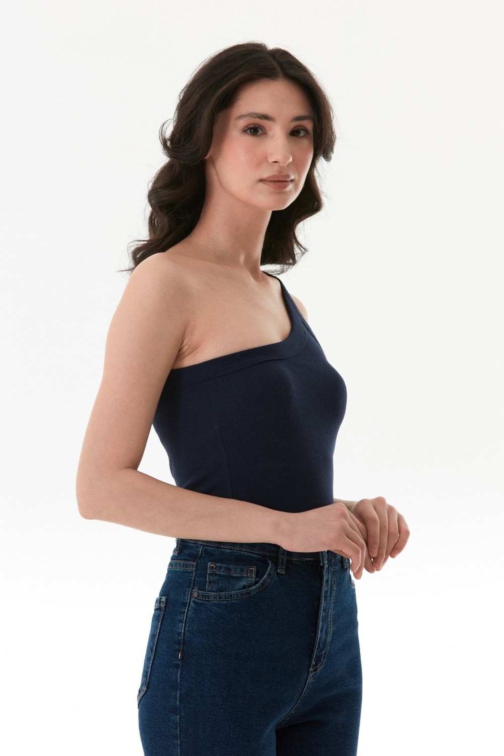 FullaModa Basic Fitilli Tek Kol Modal Body görsel 3