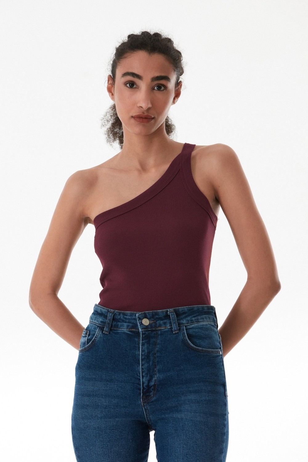 FullaModa Basic Fitilli Tek Kol Modal Body görsel 6