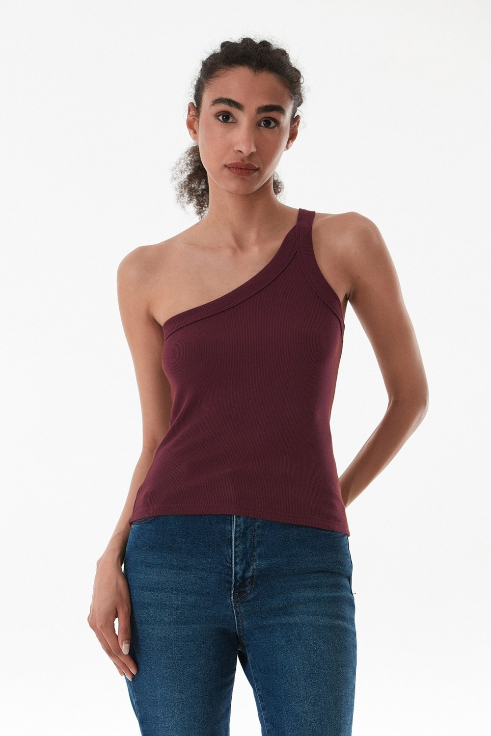 FullaModa Basic Fitilli Tek Kol Modal Body görsel 7