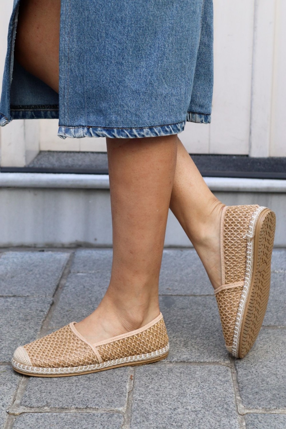 Aska Shoes Kadın Pirinç Baskı/ Keten/hasır Malzeme Espadril görsel 2