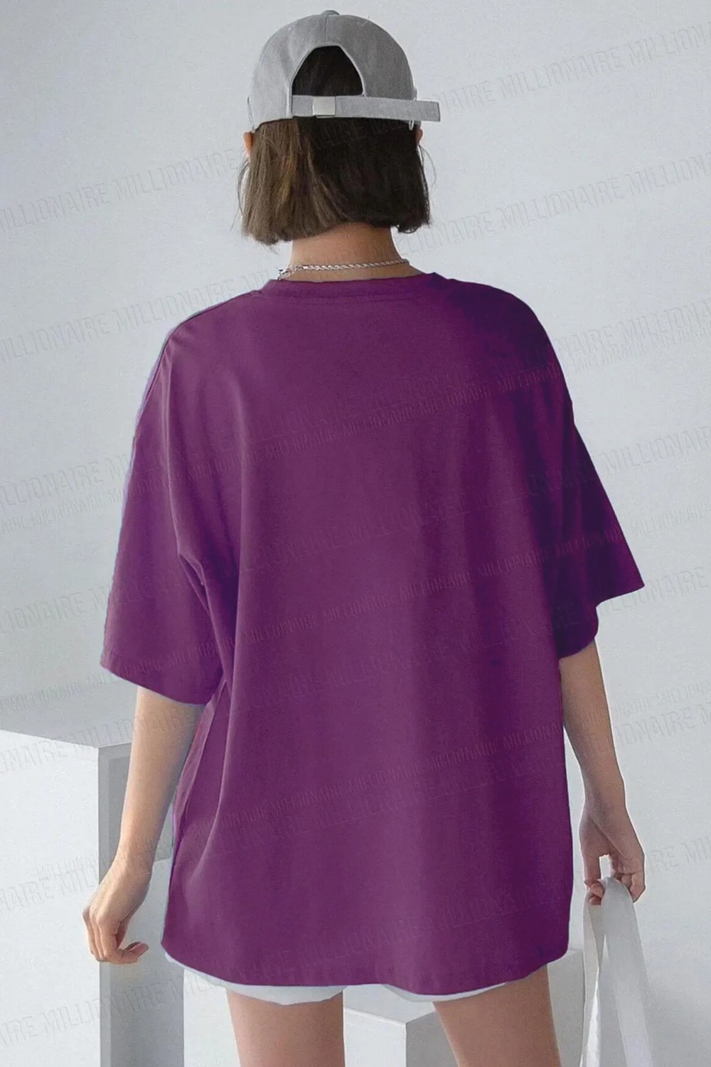 Teenage Millionaire Kadın Free Life Mor Bisiklet Yaka Oversize Salas T-Shirt görsel 3