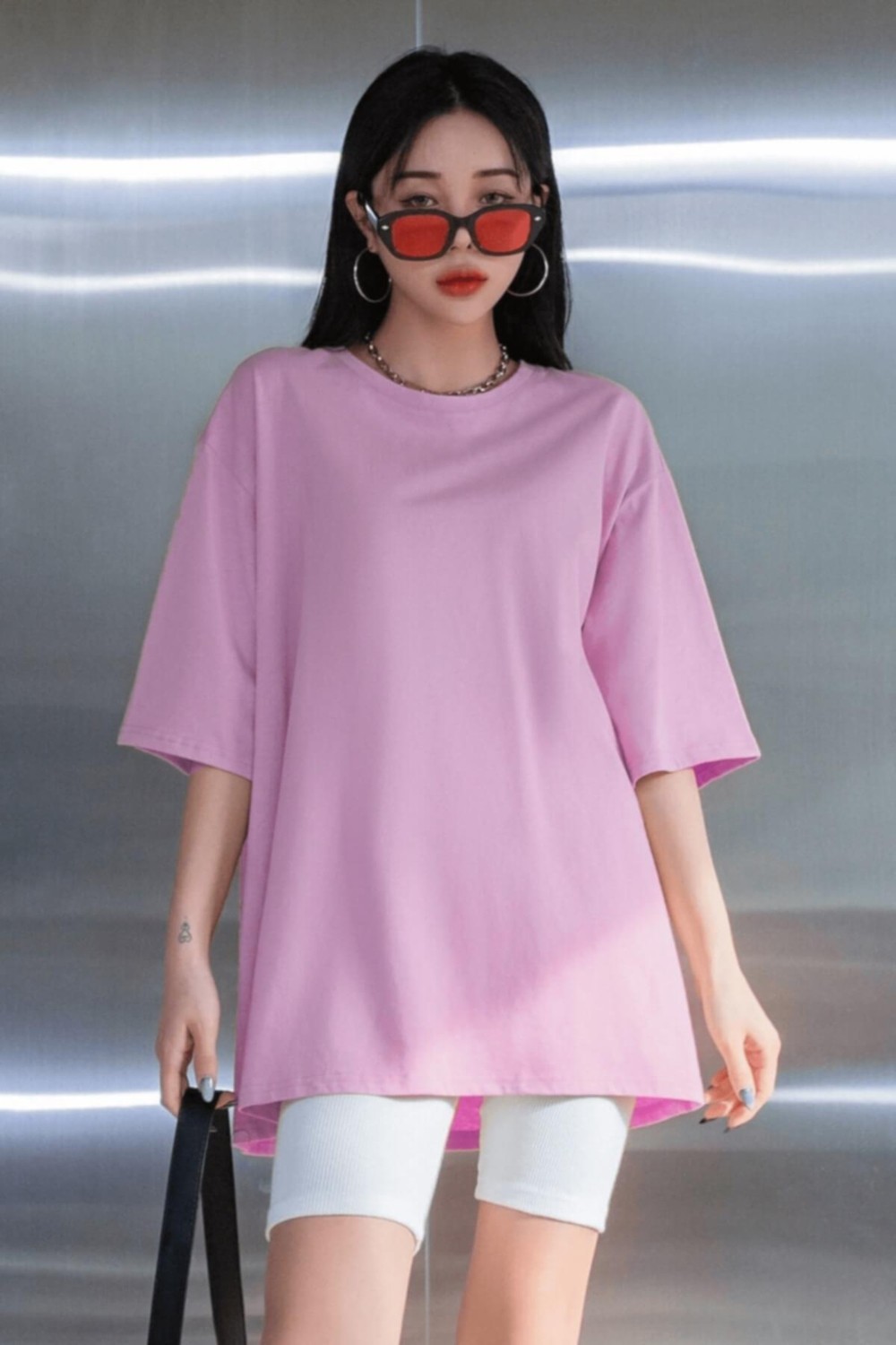 Millionaire Teenage Millionaire Kadın Bordo Oversize Truvakar Kol Basic T-Shirt İnce Kumaş Düz Tasarım