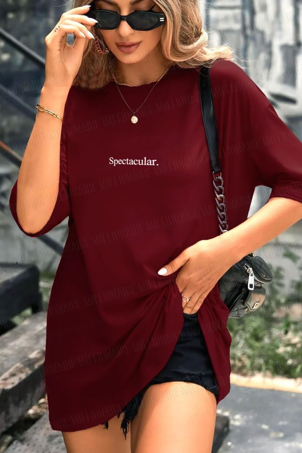 Millionaire Kadın Lacivert Spectacular Oversize Salas T-Shirt
