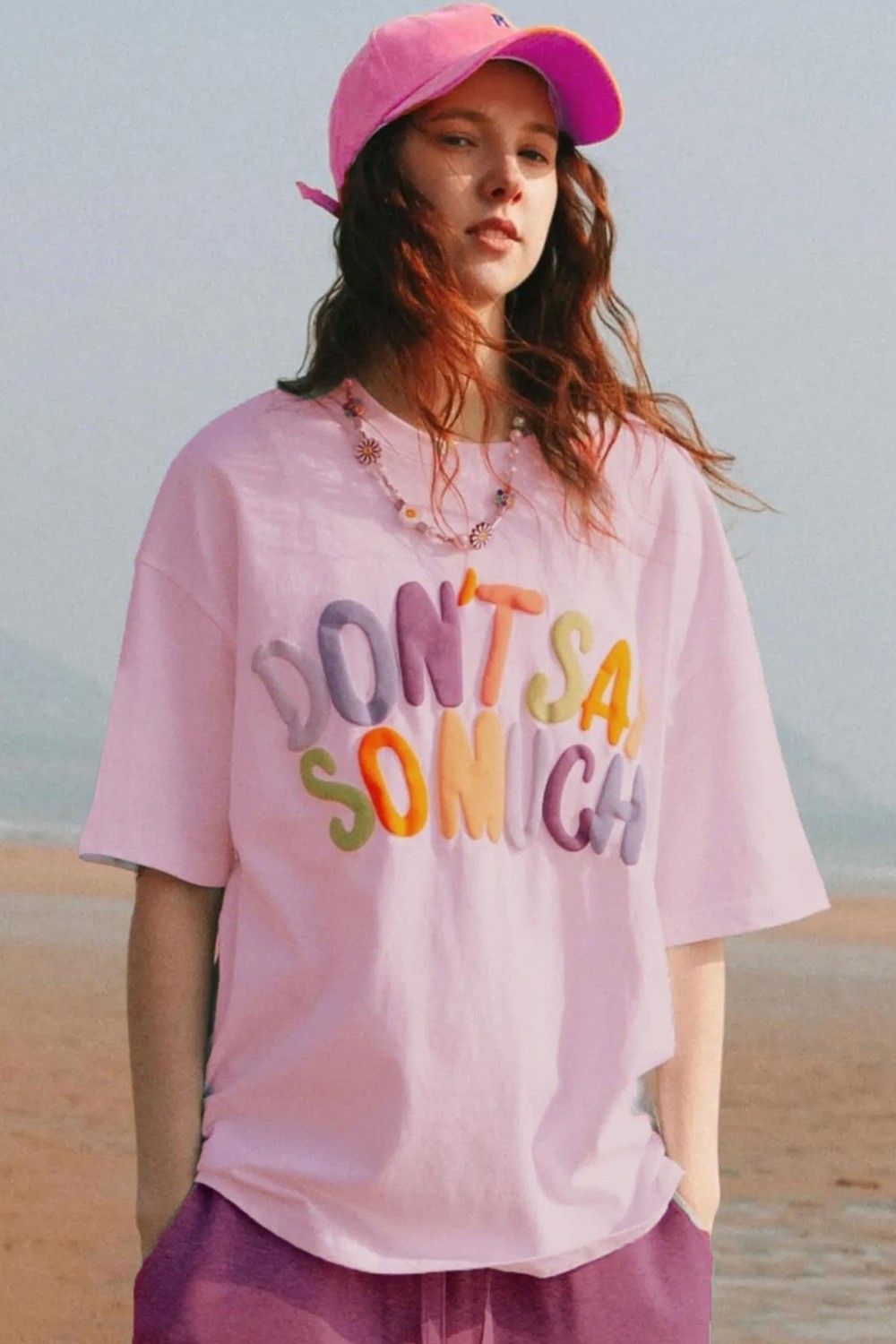 Teenage Millionaire Kadın Pembe Oversize Kabaran Baskı Dont Say Salas Boyfriend Kadın T-Shirt