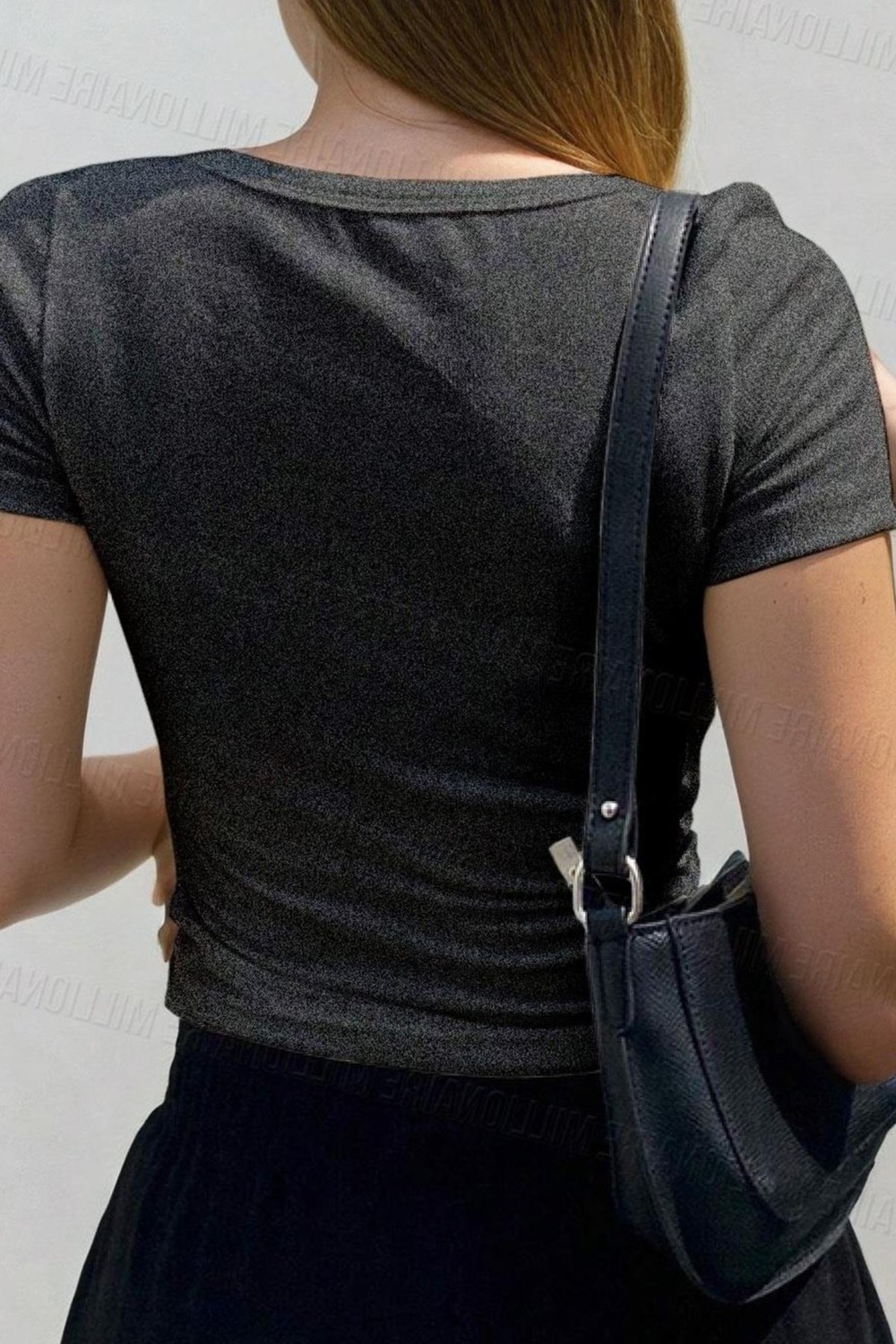 Teenage Millionaire Kadın U Yaka Kısa Kollu Fitilli Kaşkorse Bluz Body Örme Kumaş görsel 5