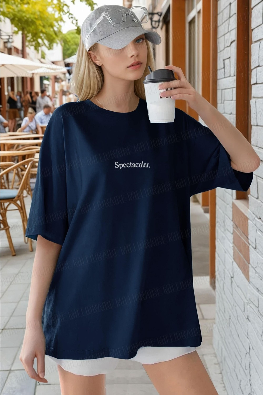 Millionaire Kadın Lacivert Spectacular Oversize Salas T-Shirt