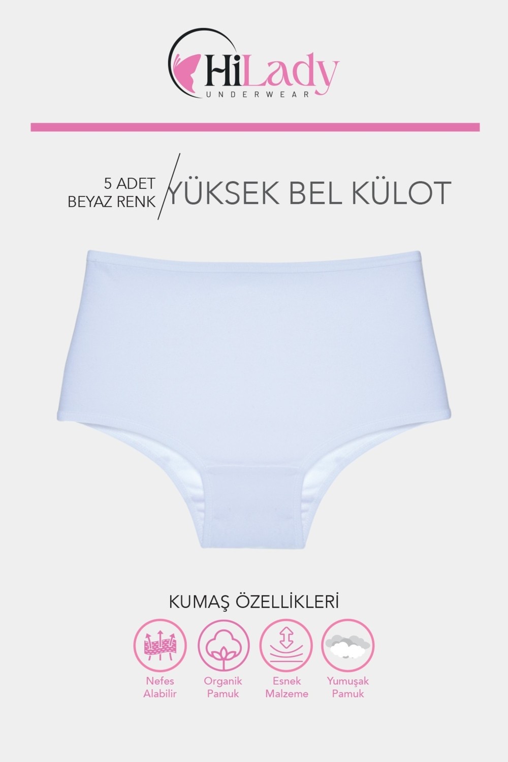 Hilady Kadın Külot Likralı Esnek Pamuklu 5'li Paket Yüksek Bel Külot Soft Renkler görsel 8