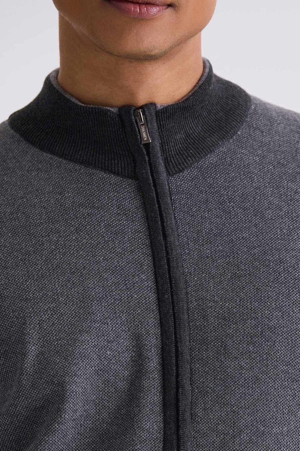 Jakamen Gri Slim Fit Fermuarlı Triko Hırka görsel 7