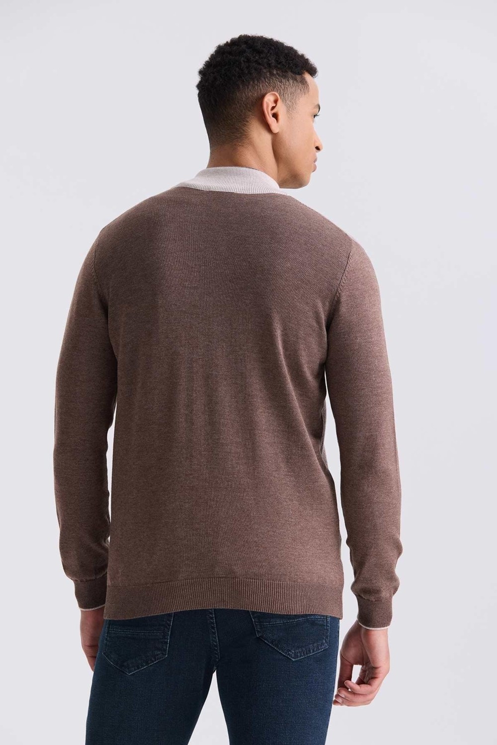 Jakamen Gri Slim Fit Fermuarlı Triko Hırka görsel 4