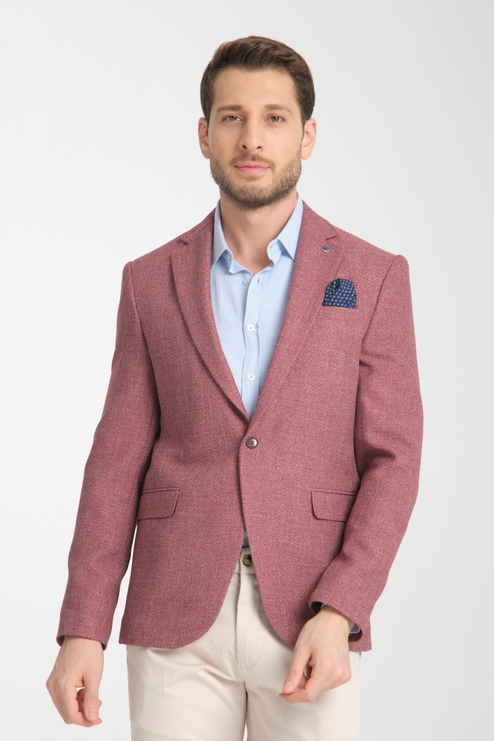 Frappoli Allegri Erkek Sarı Desenli Slim Fit Mono Yaka Spor Blazer Ceket