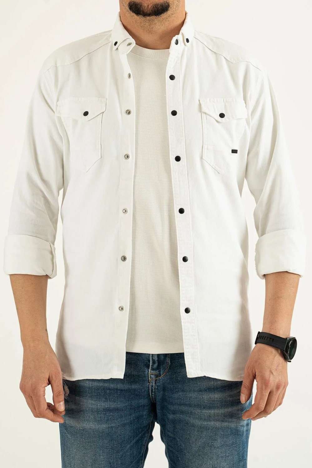 Comstar Erkek Slim Fit Çift Cepli Kot Gömlek