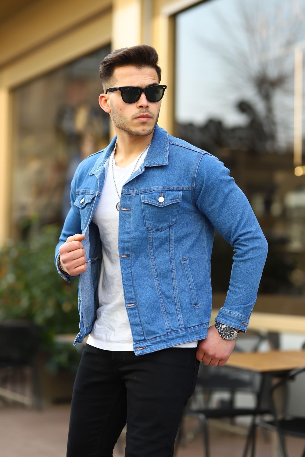 Comstar Erkek Slim Fit Denim Kot Ceket