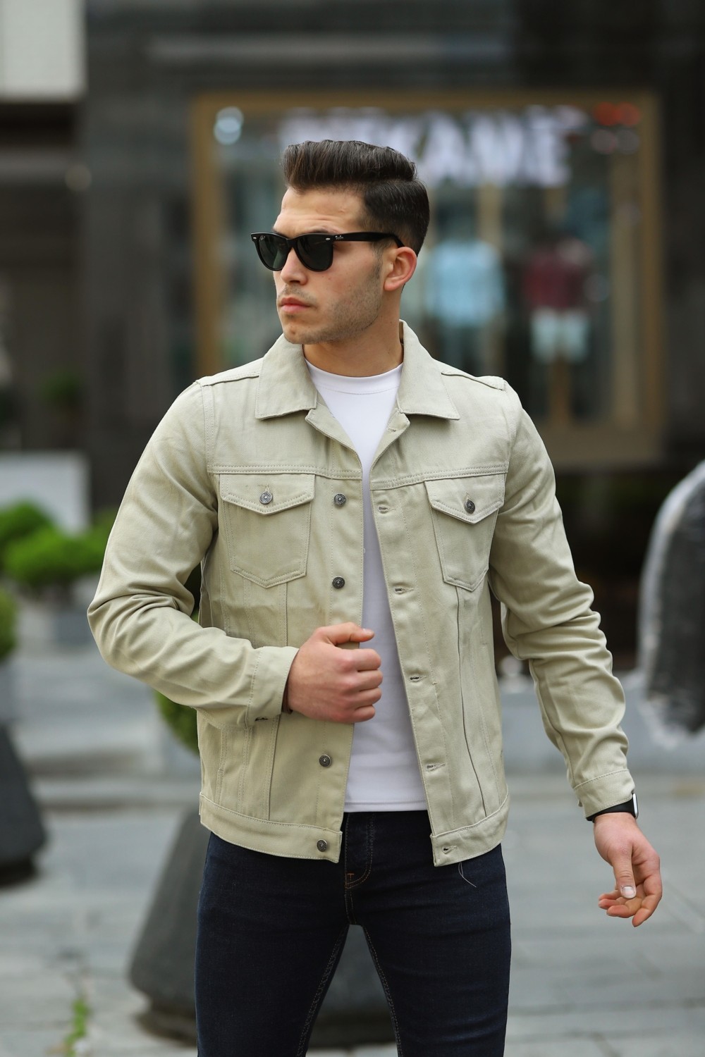 Comstar Erkek Slim Fit Denim Kot Ceket