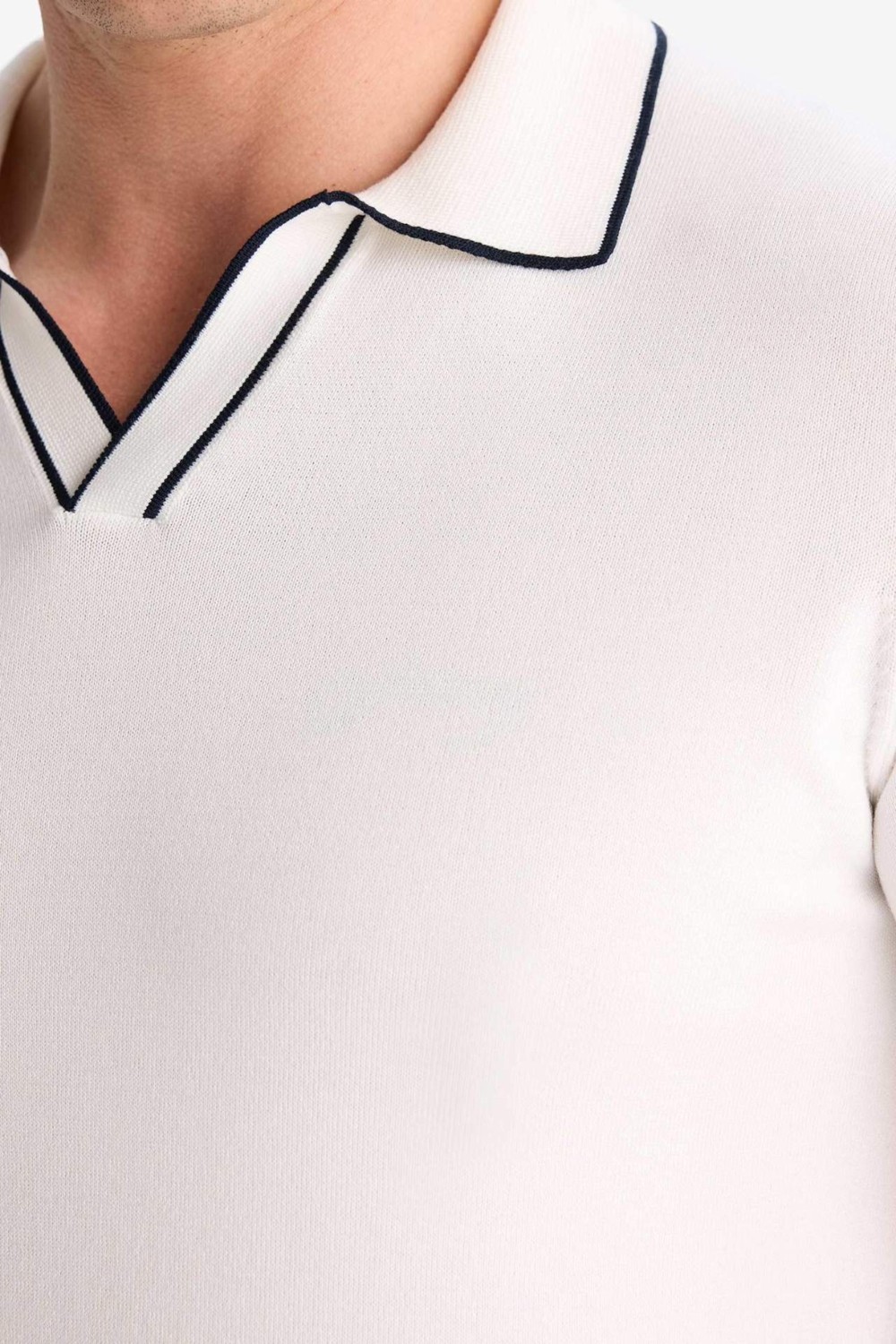 DeFacto Modern Fit Polo Yaka Kısa Kollu Triko Tişört C4984AX25SM görsel 5